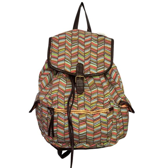 Journeys Backpack Drawstring/Snap Closure Pockets Adjustable Straps Boho Tribal - Picture 1 of 12
